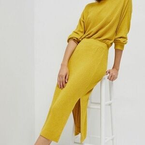 Anthropologie Saturday Sunday Mariah Yellow Ribbed Knit Midi Dress